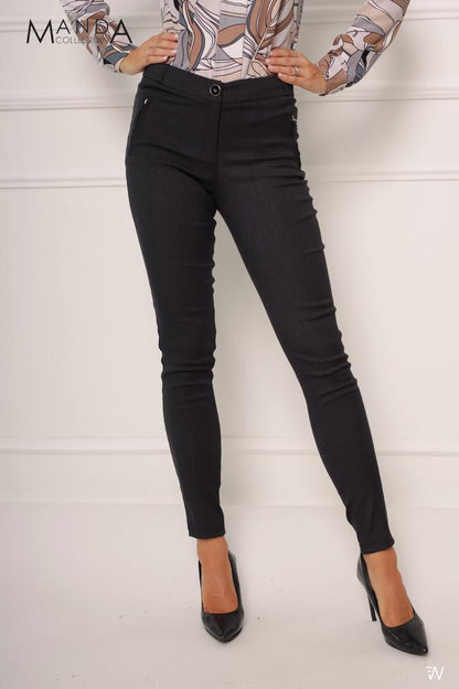 Grau gestreifte Damenhose